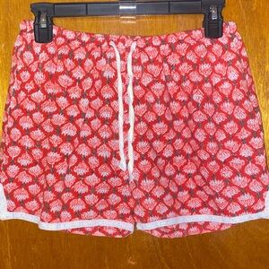 Women's Red Floral Athletic Shorts